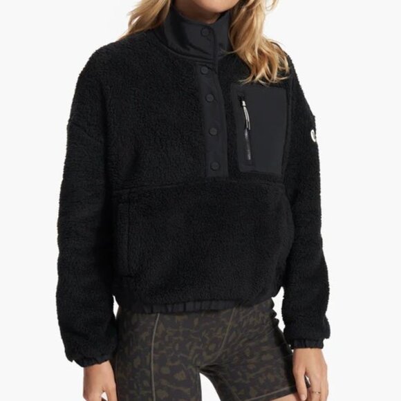 Vuori Cozy Sherpa Popover in Black Size Large - Picture 1 of 16